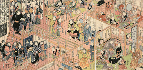 1823(文政6)年　歌川国貞　中村座三階図