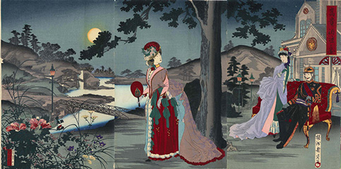 1887(明治20)年　楊洲周延　高貴納涼ノ画