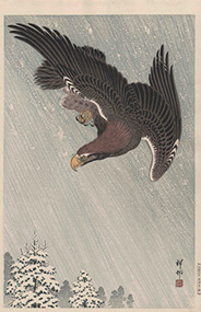 1933(昭和8)年　小原祥邨　雪空を飛ぶ鷲