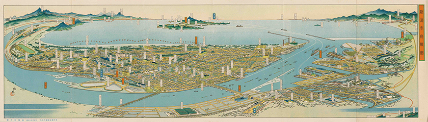 新潟市「新潟市鳥瞰図」　昭和１２（１９３７）年