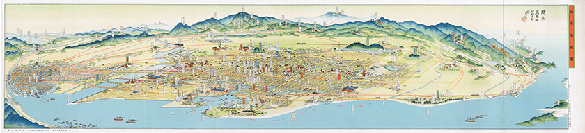 堺市「堺市鳥瞰図」　昭和１０（１９３５）年