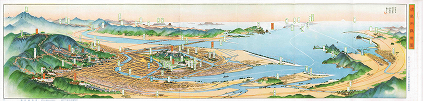 徳島市「徳島市鳥瞰図」　昭和１０（１９３５）年