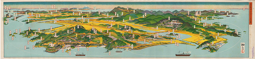 和歌浦名所交通案内鳥瞰図「新和歌ノ浦を中心とせる名所図絵」　大正１４（１９２５）年