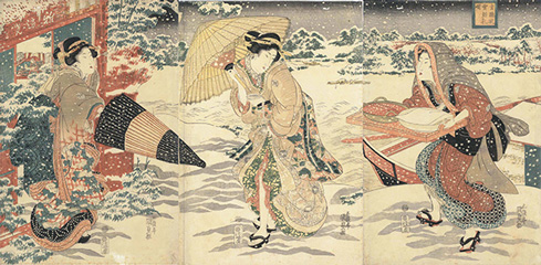 Utagawa Kunisada玄徳風雪訪孔明 Around 1820