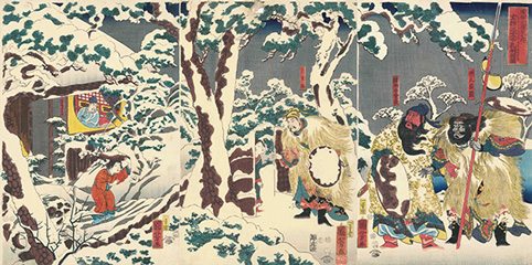 Utagawa Kuniyoshi 通俗三国志之内 玄徳三雪中孔明訪図 1853