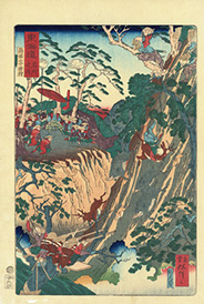 Kawanabe Kyōsai 東海道五十三次之内 箱根山中猪狩 1863