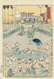 Kawanabe Kyōsai 東海道浪花天保山子供角力照覧 1863