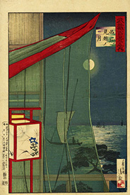 Kobayashi Kiyochika 武蔵百景 品川見越ノ月 1884