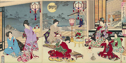 Yōshū Chikanobu 江戸風俗十二ヶ月の内 八月月見之宴 1889