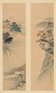 Kokka 英一蝶筆 山水図双幅 1892