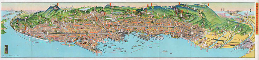 The Traffic Map of the Famous Places of Kobe City<br>1930