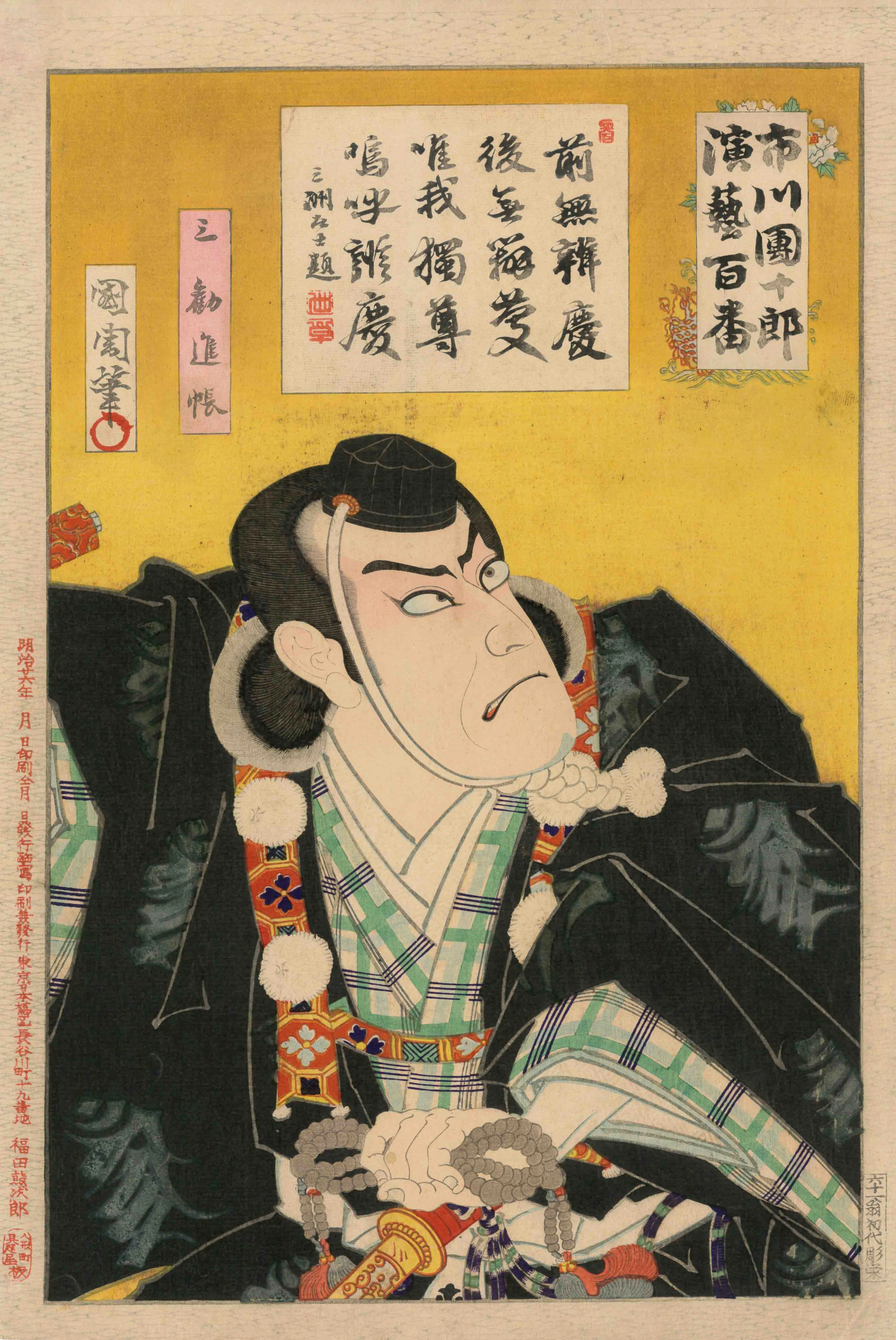「市川団十郎演藝百番　三 勧進帳」 小林清親 明治26年