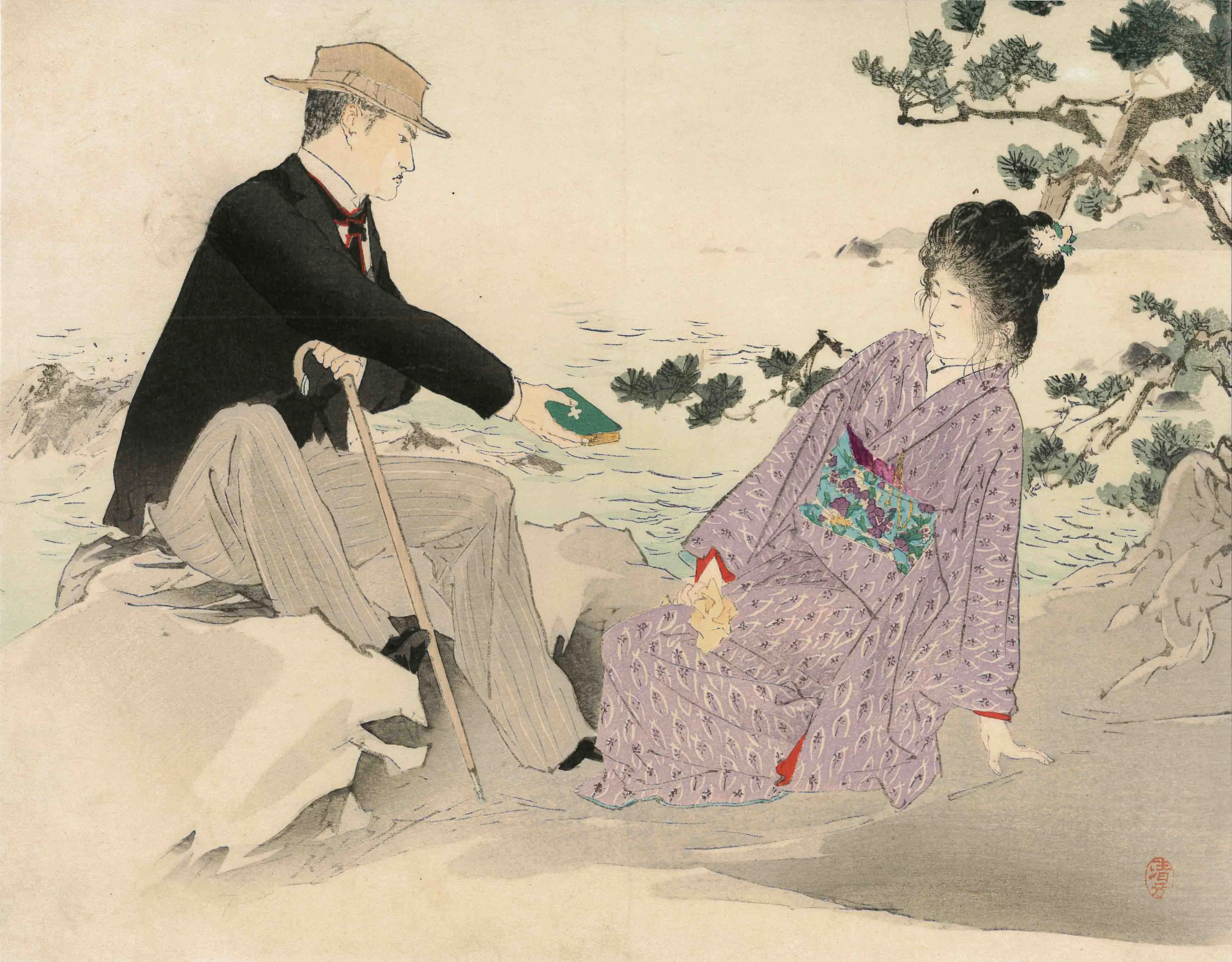 「乳姉妹  後」 鏑木清方 明治37年