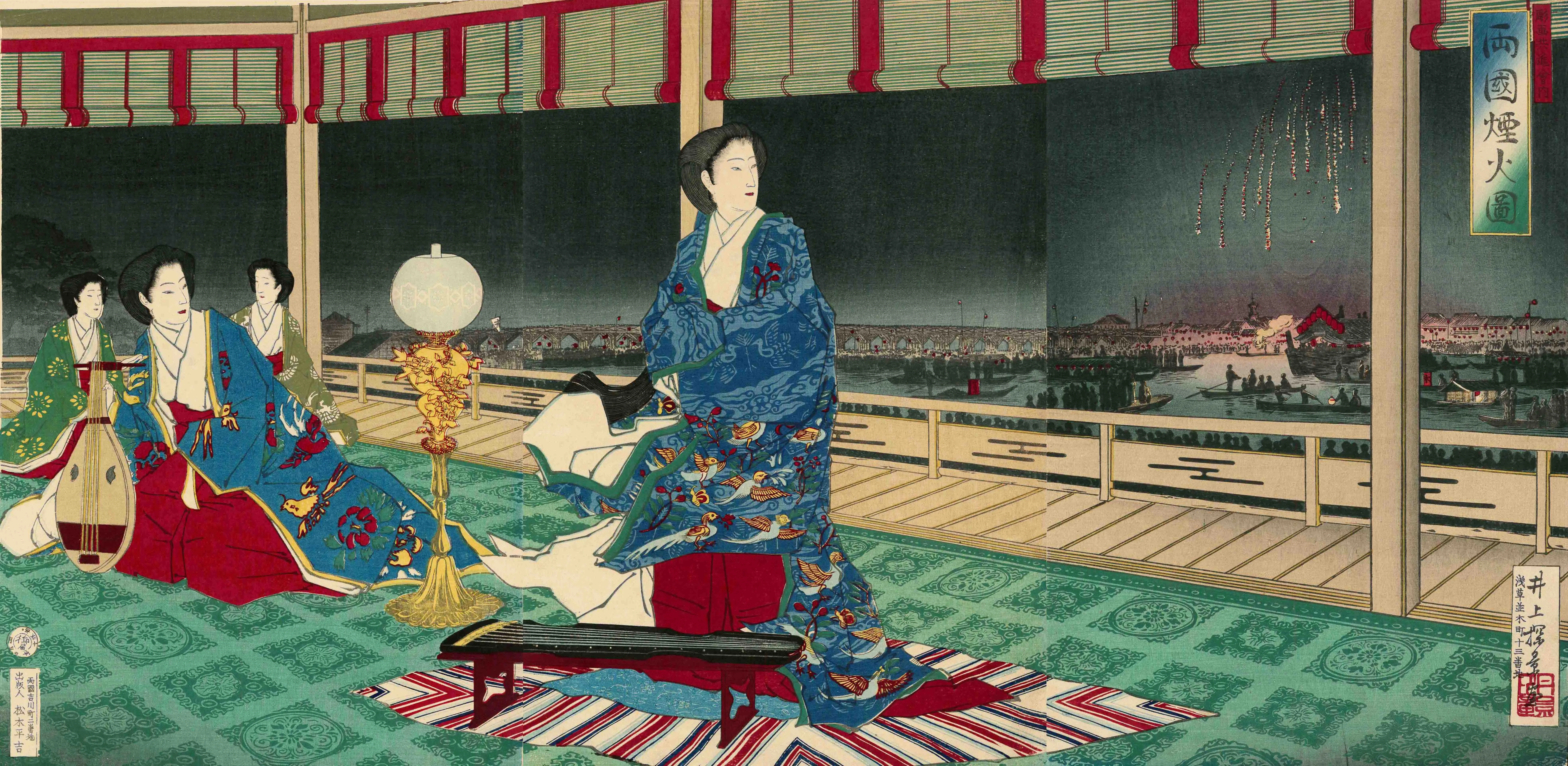 両国煙火図 井上安治 1877(明治10)年
