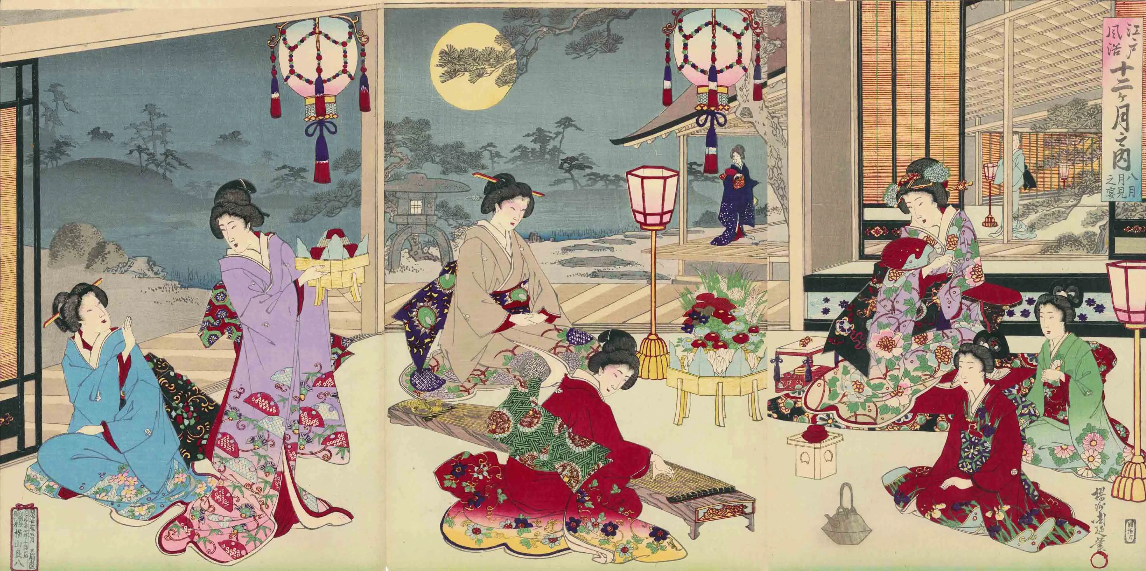 江戸風俗十二ヶ月の内　八月月見之宴 楊洲周延 1889(明治22)年