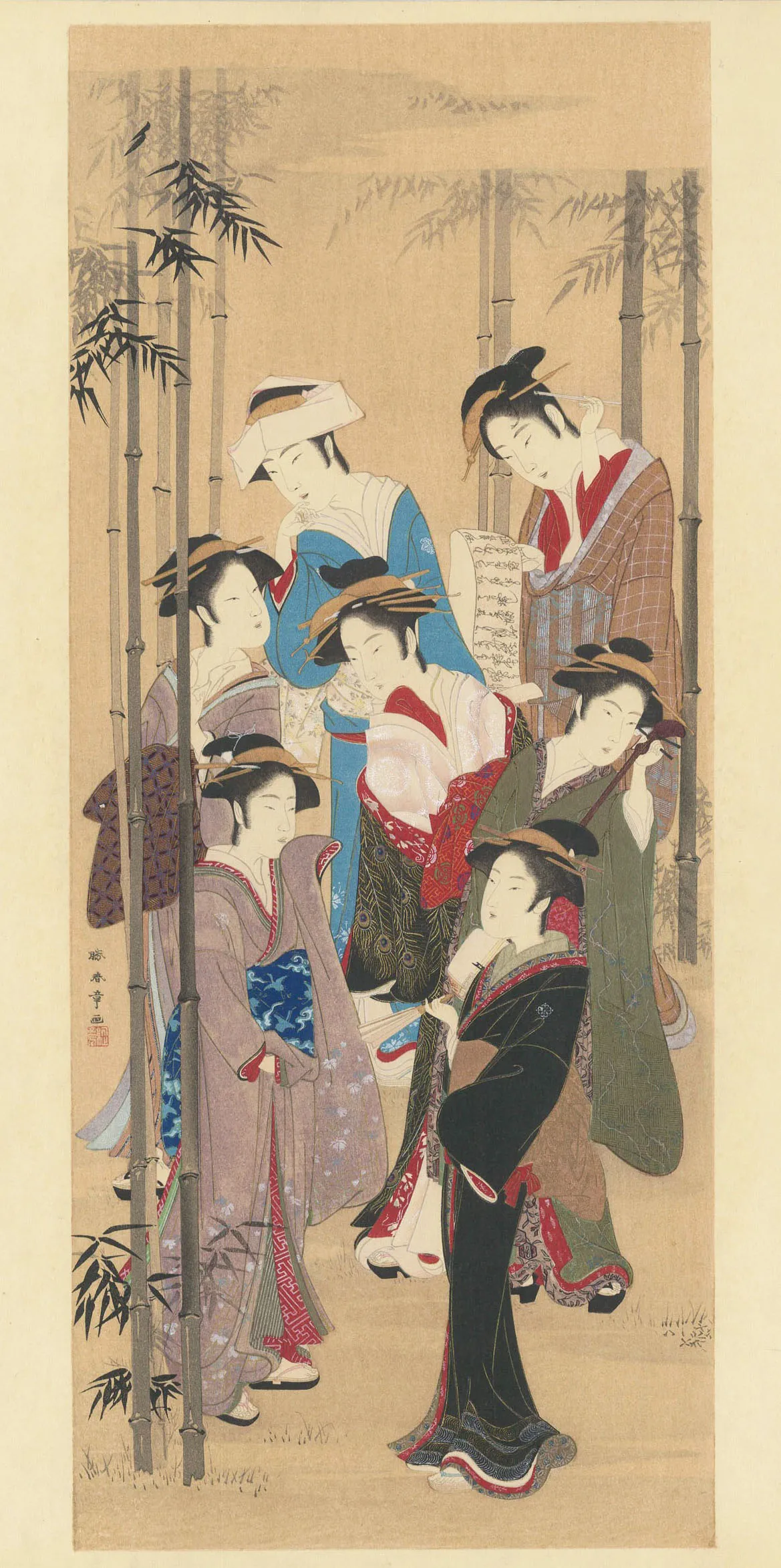 国華　勝川春章筆　竹林七美人図 作者不明 1891(明治24)年