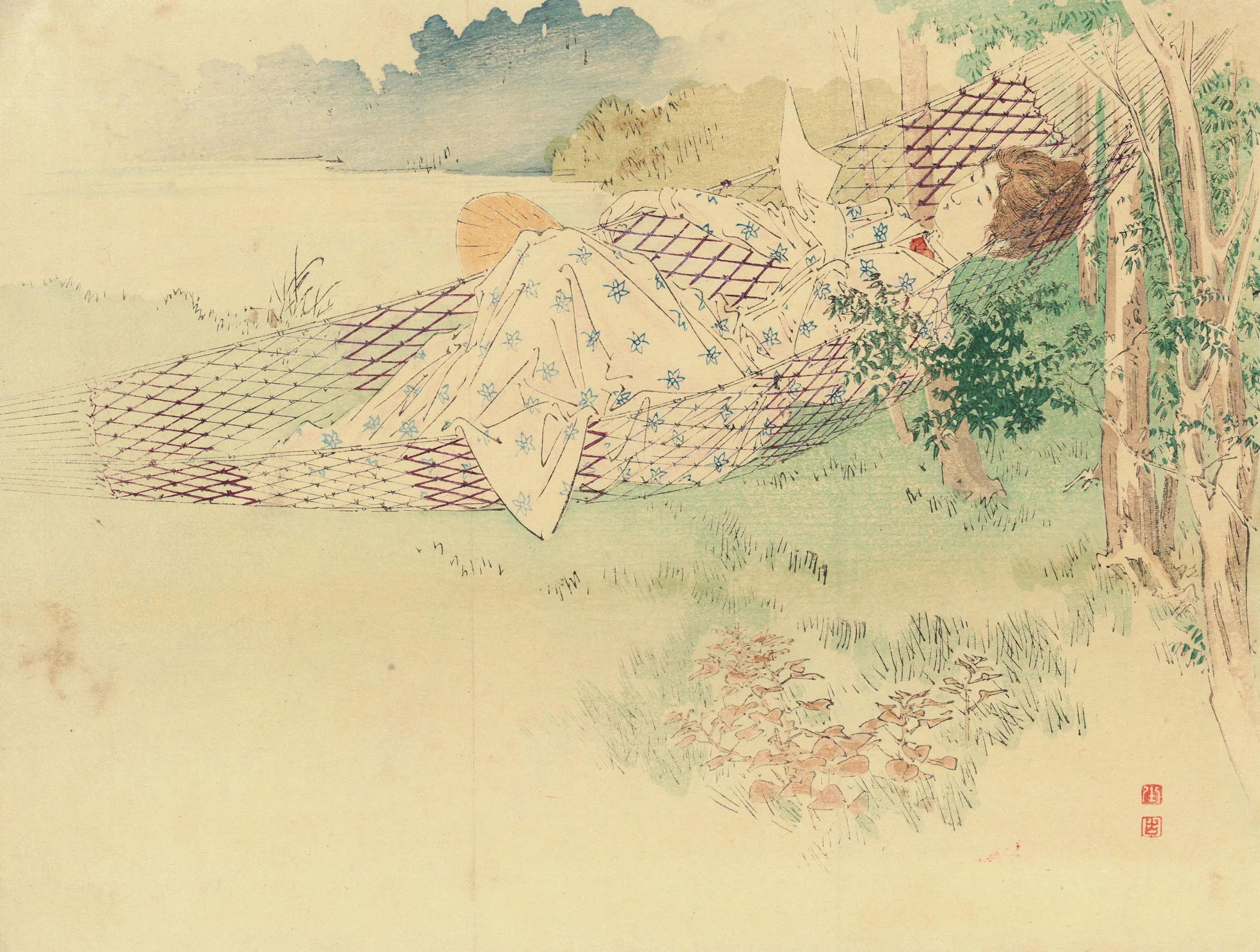 文藝倶楽部6巻9号 唐櫃山 梶田半古 1900(明治33)年
