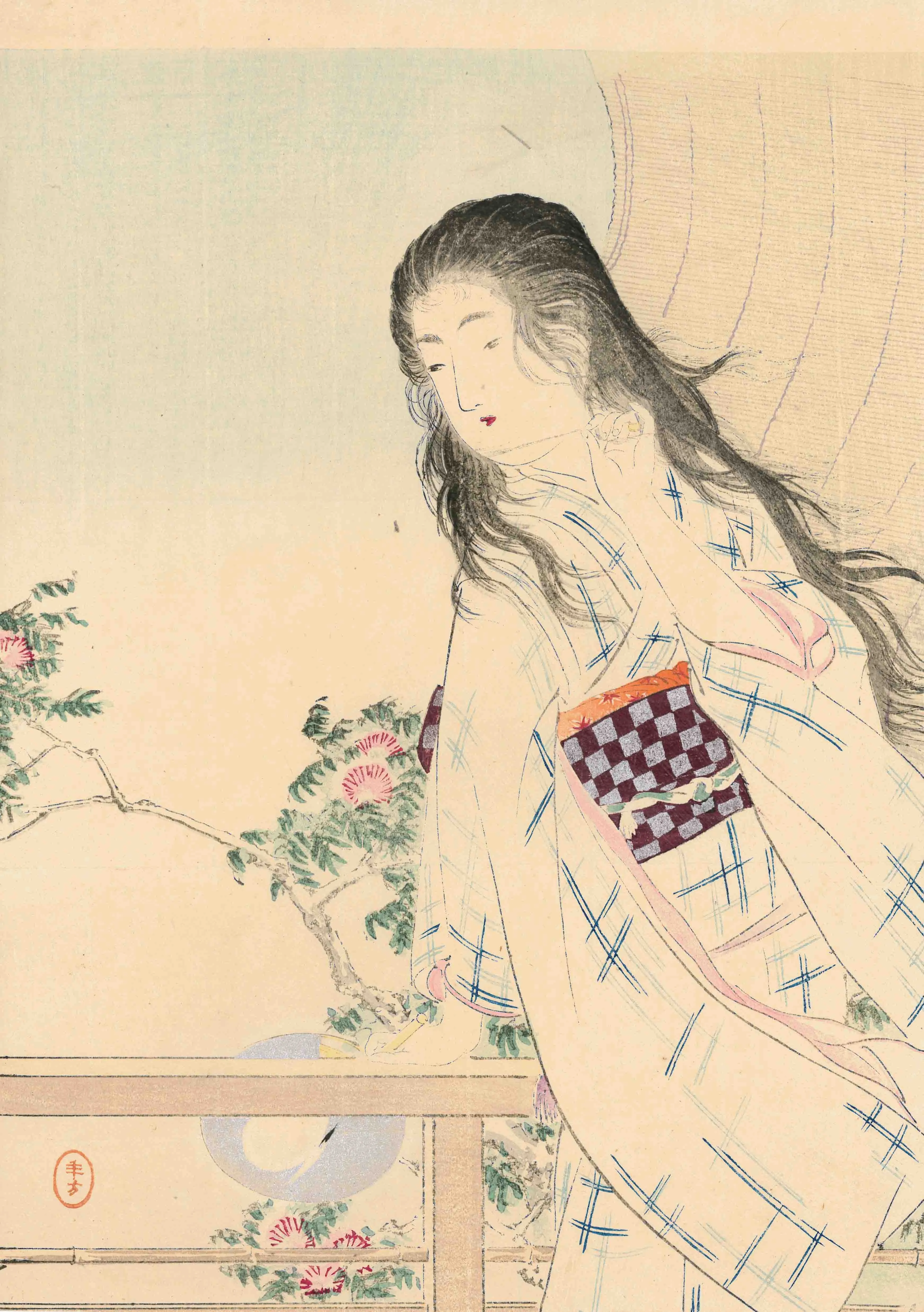 文藝倶楽部12巻11号 伊豫簾 水野年方 1906(明治39)年