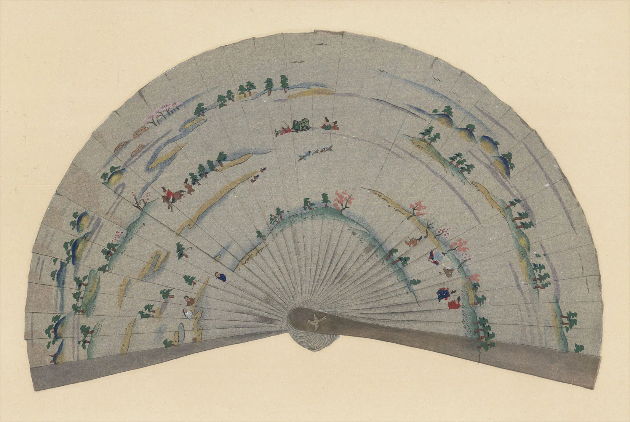 国華 人物山水図扇面 作者不明 1936(昭和11)年